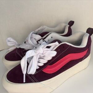 Vans Knu Stack Platform Shoes Mens 6.5 Women 8.5 Purple Suede Fat Tongue Sneaker
